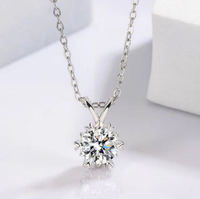 Titanium Steel Snowflake Zircon Necklace