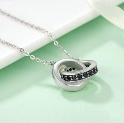 Zircon Inlaid Geometric Ring Necklace